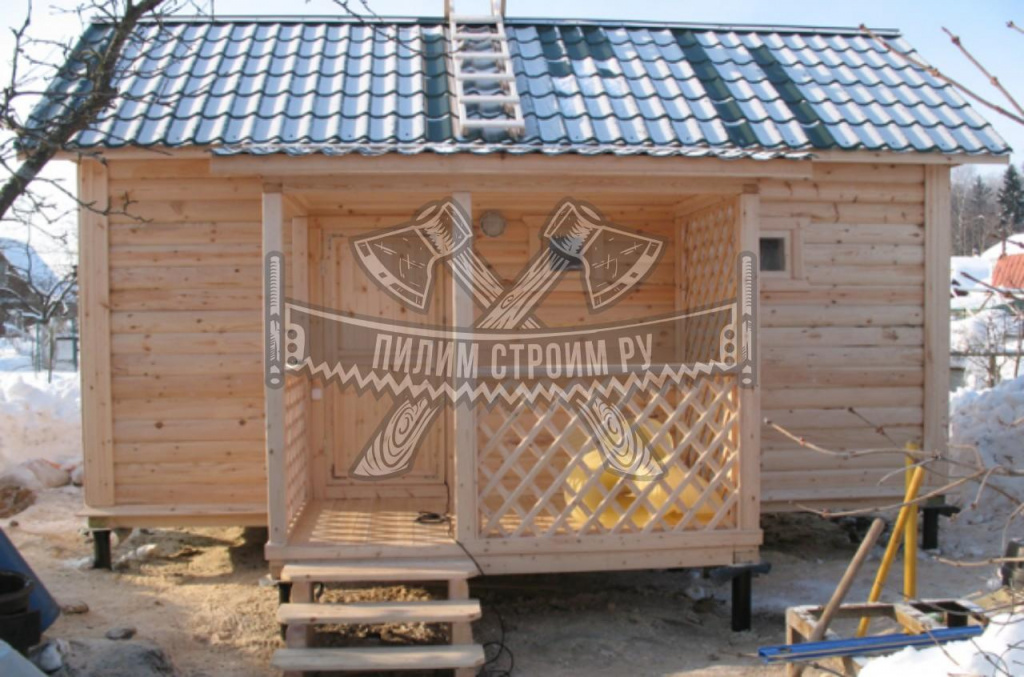 Баня 6х6 с крыльцом Баня 6х6 с крыльцом